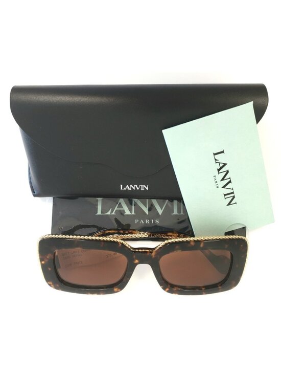 Lanvin LNV645S 234 52mm Rectangular Sunglasses Dark Havana / Brown - Italy Made